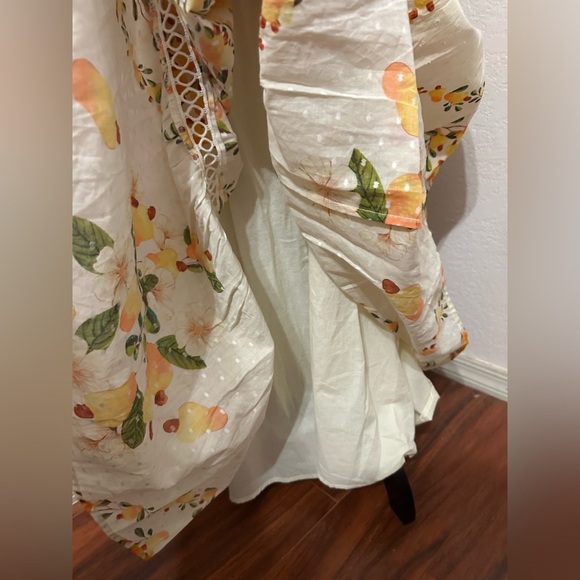Farm Rio Cashew Ruffle Crossback Off White & Yellow Floral Maxi Dress - XS - Picture 12 of 13